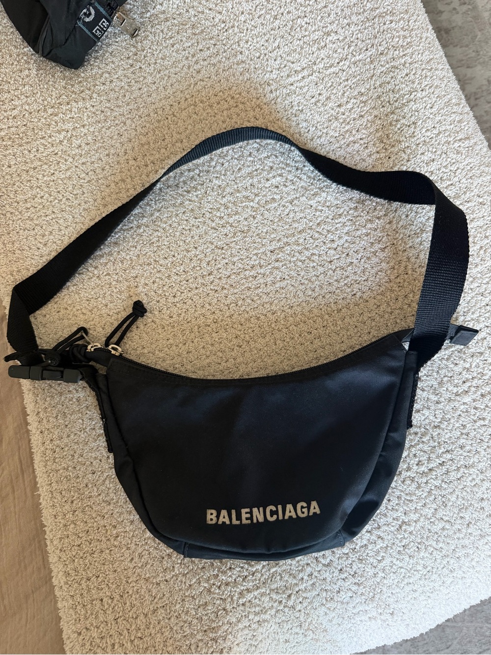 Balenciaga Black Belt Bag with White Logo
